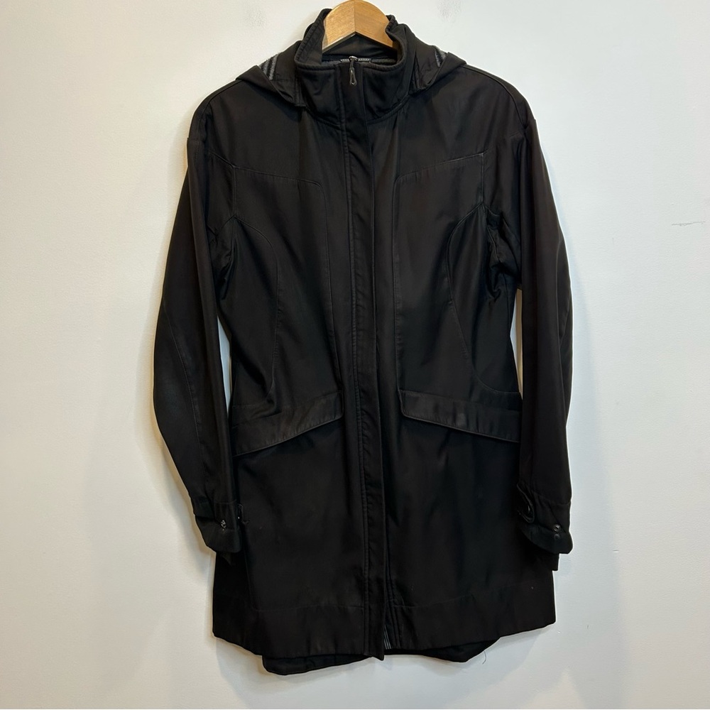 True North Women’s Fleece Lined Hooded Rain Jacket Black Zip